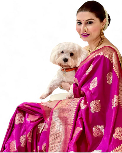 Beautiful soft lichi silk rich pallu jacquard work wedding saree