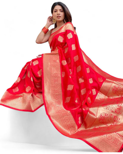 Beautiful soft lichi silk rich pallu jacquard work wedding saree