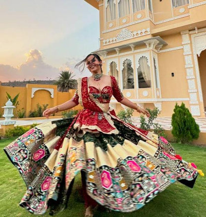 Black cotton navratri lehenga gujarati garba chaniya choli
