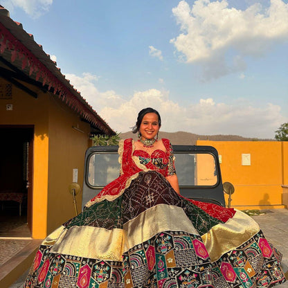 Black cotton navratri lehenga gujarati garba chaniya choli