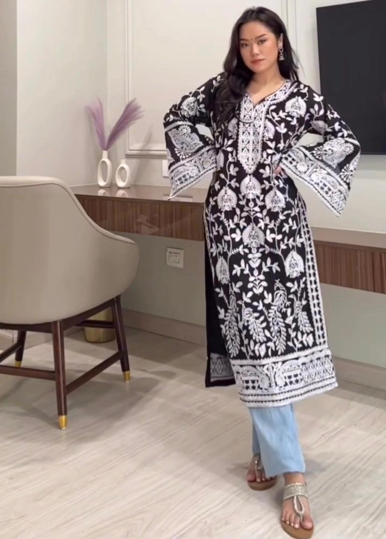Black georgette heavy work designer salwar suit