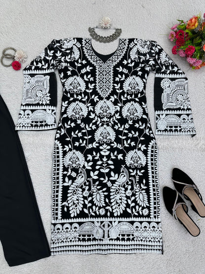 Black georgette heavy work designer salwar suit