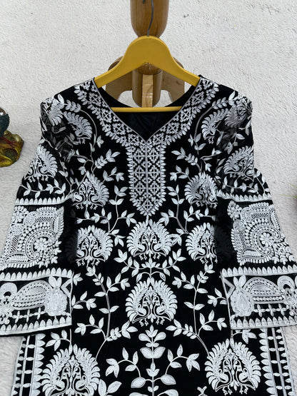 Black georgette heavy work designer salwar suit