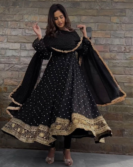Black georgette party wear designer anarkali suit