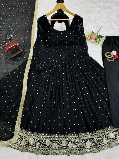Black georgette party wear designer anarkali suit