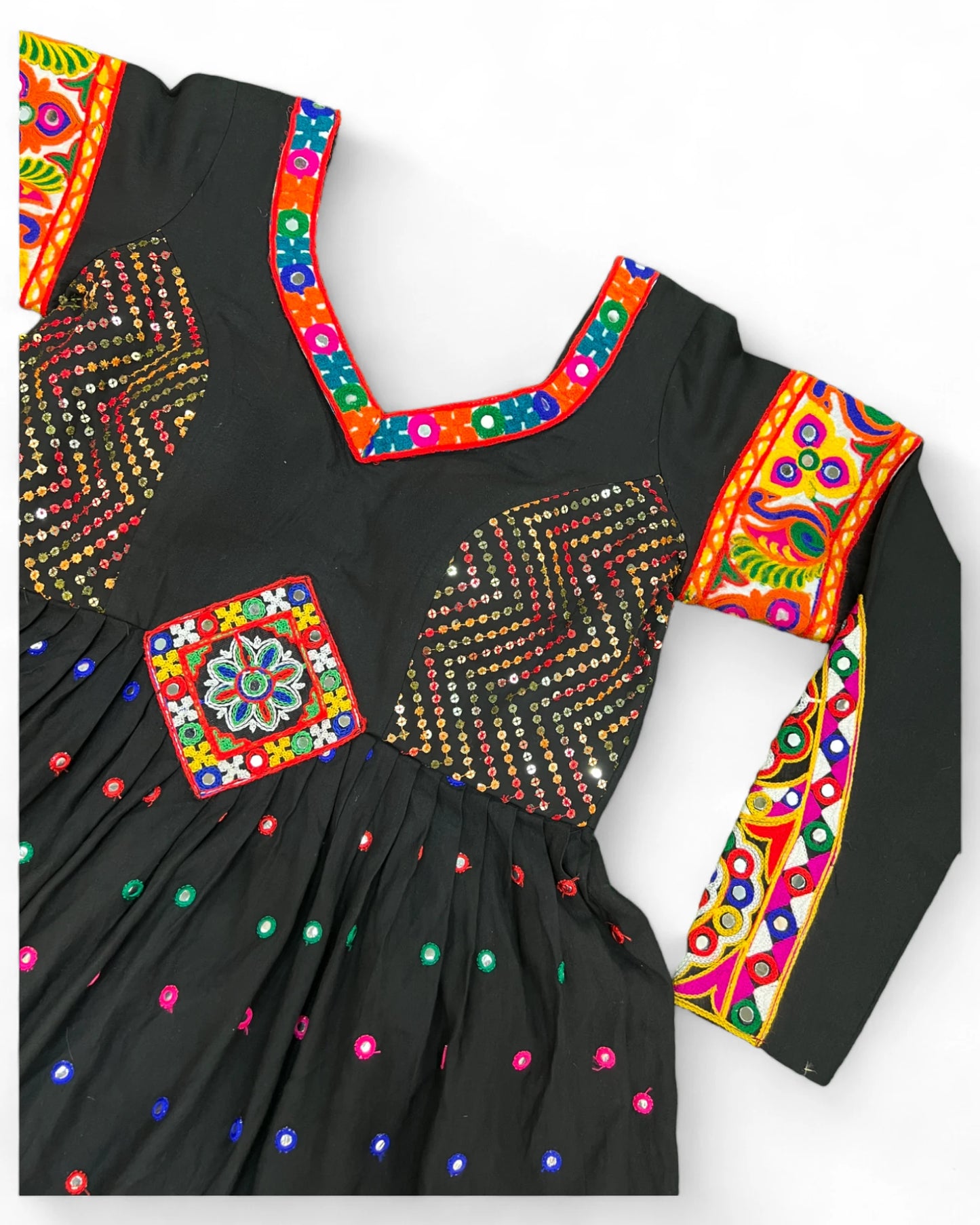 Black rayon gamthi kedia navratri gujarati garba dhoti dadiya dress