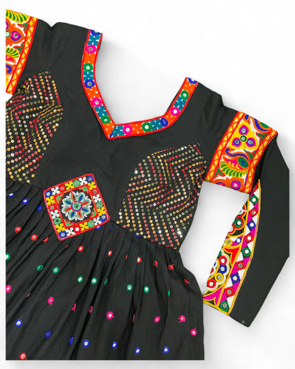 Black rayon gamthi kedia navratri gujarati garba dhoti dadiya dress