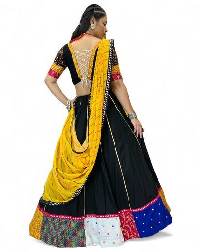 Black rayon gujarati garba navratri lehenga chaniya choli