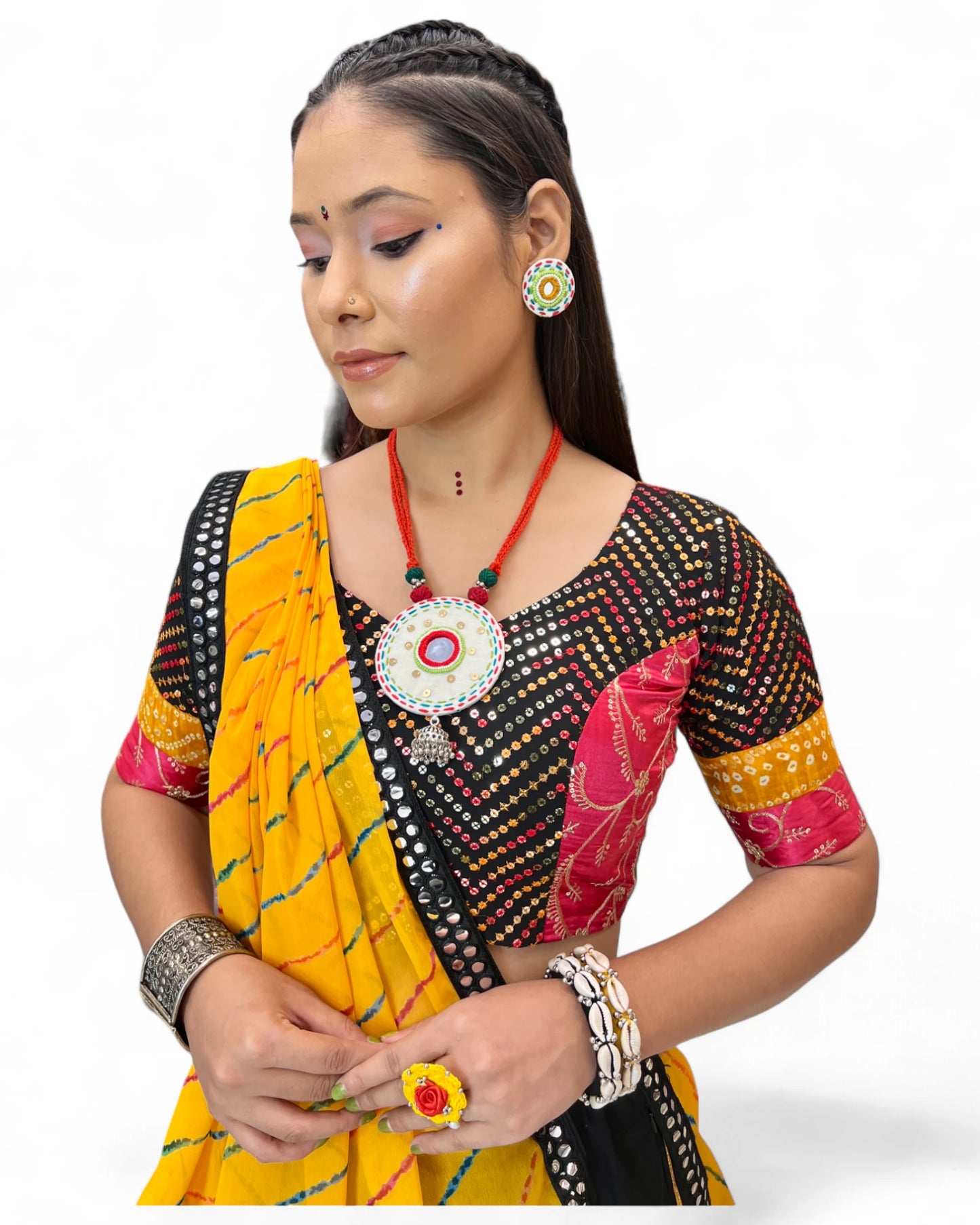 Black rayon gujarati garba navratri lehenga chaniya choli