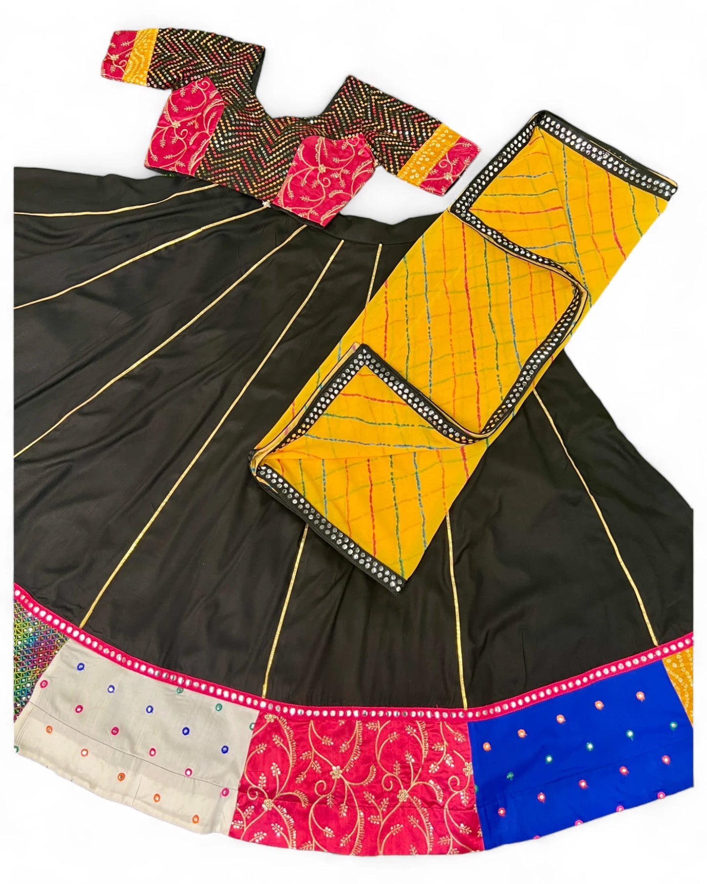 Black rayon gujarati garba navratri lehenga chaniya choli