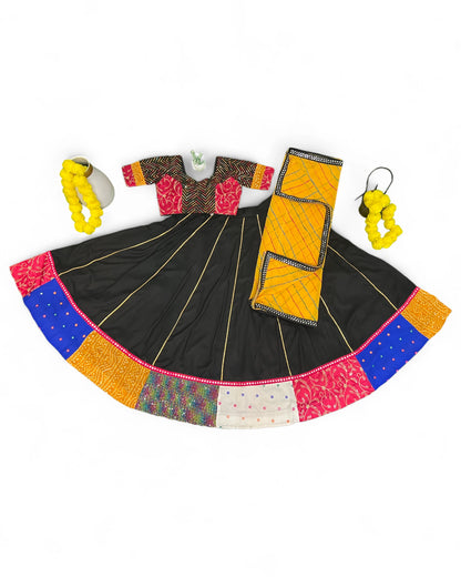 Black rayon gujarati garba navratri lehenga chaniya choli