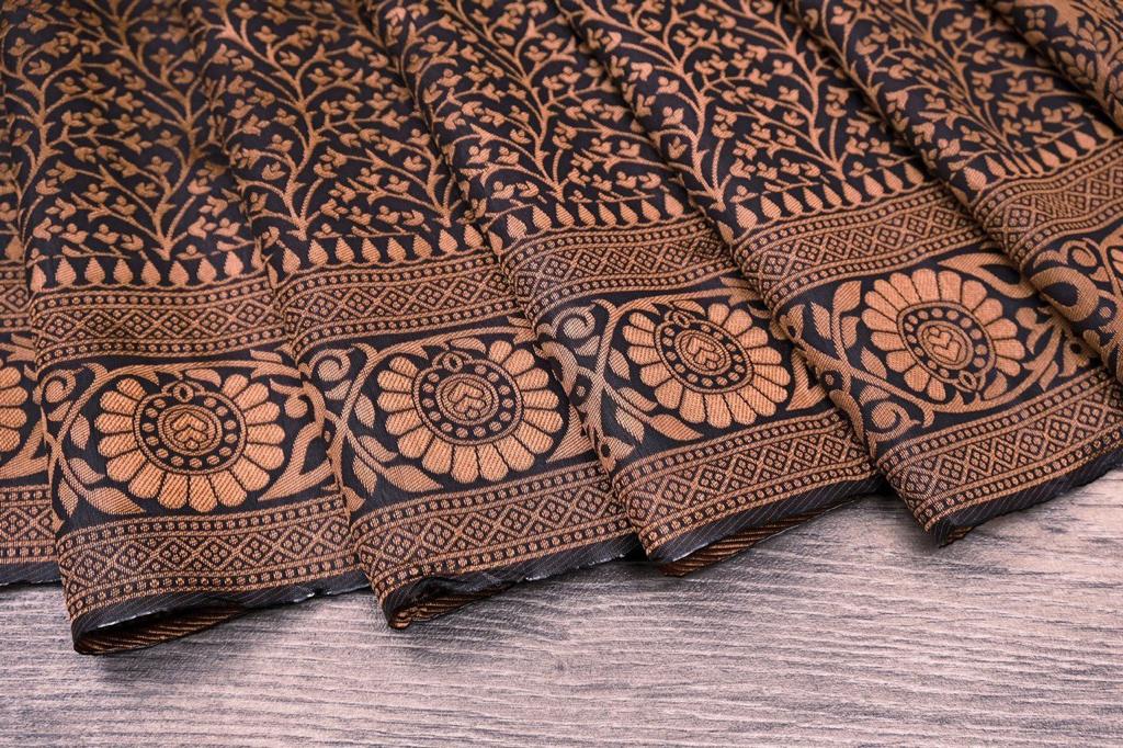 Black lichi silk jacquard work stylish party wear saree