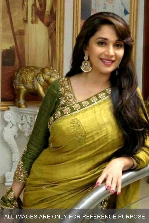 Madhuri Dixit Bhagalpuri Fabric Olive Green Bollywood Saree