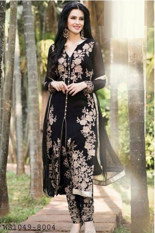 Clothsvilla Self Designed Amazing Black Dress material