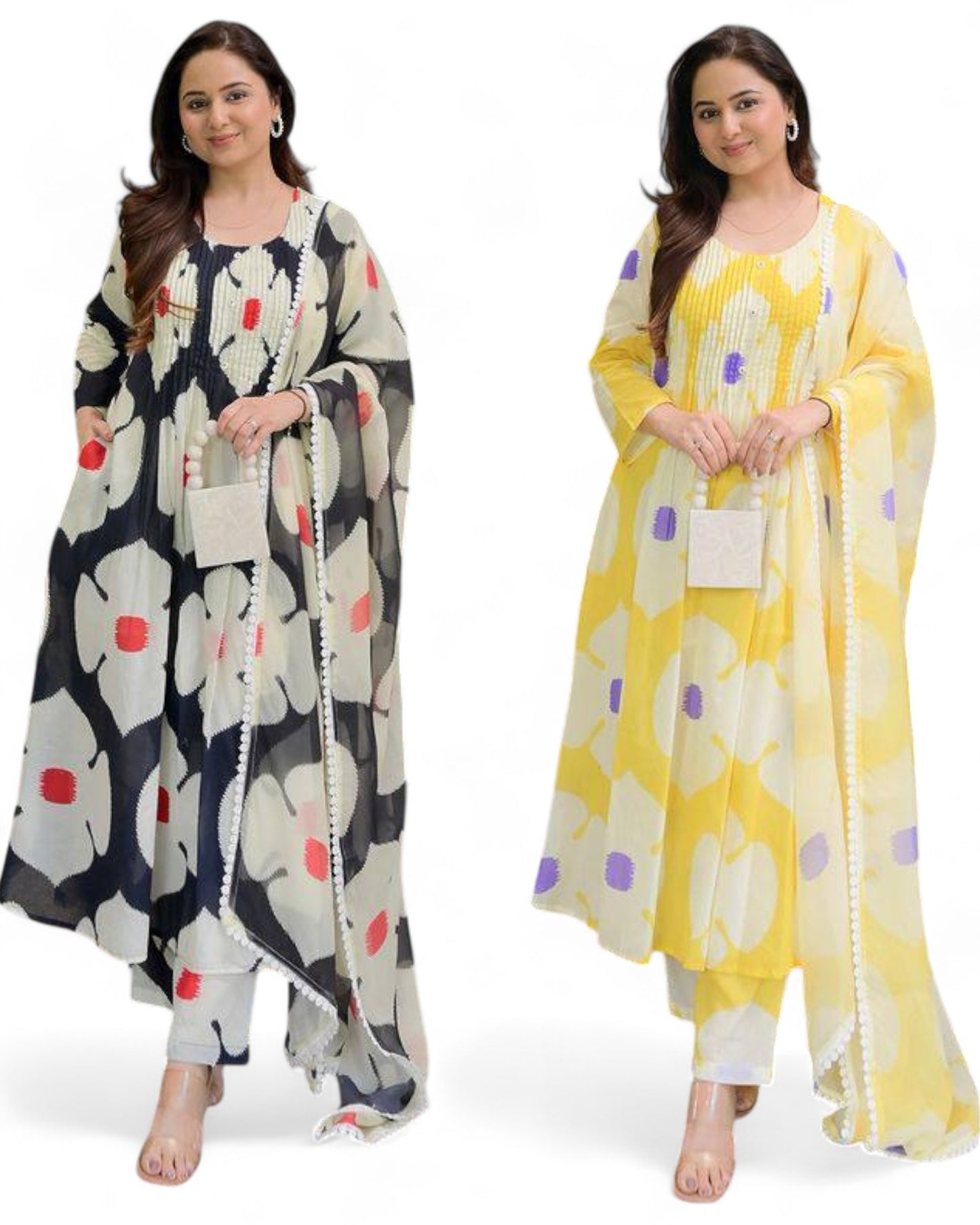 Georgette floral printed anarkali gown
