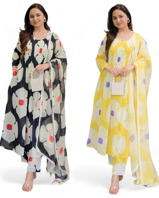 Georgette floral printed anarkali gown