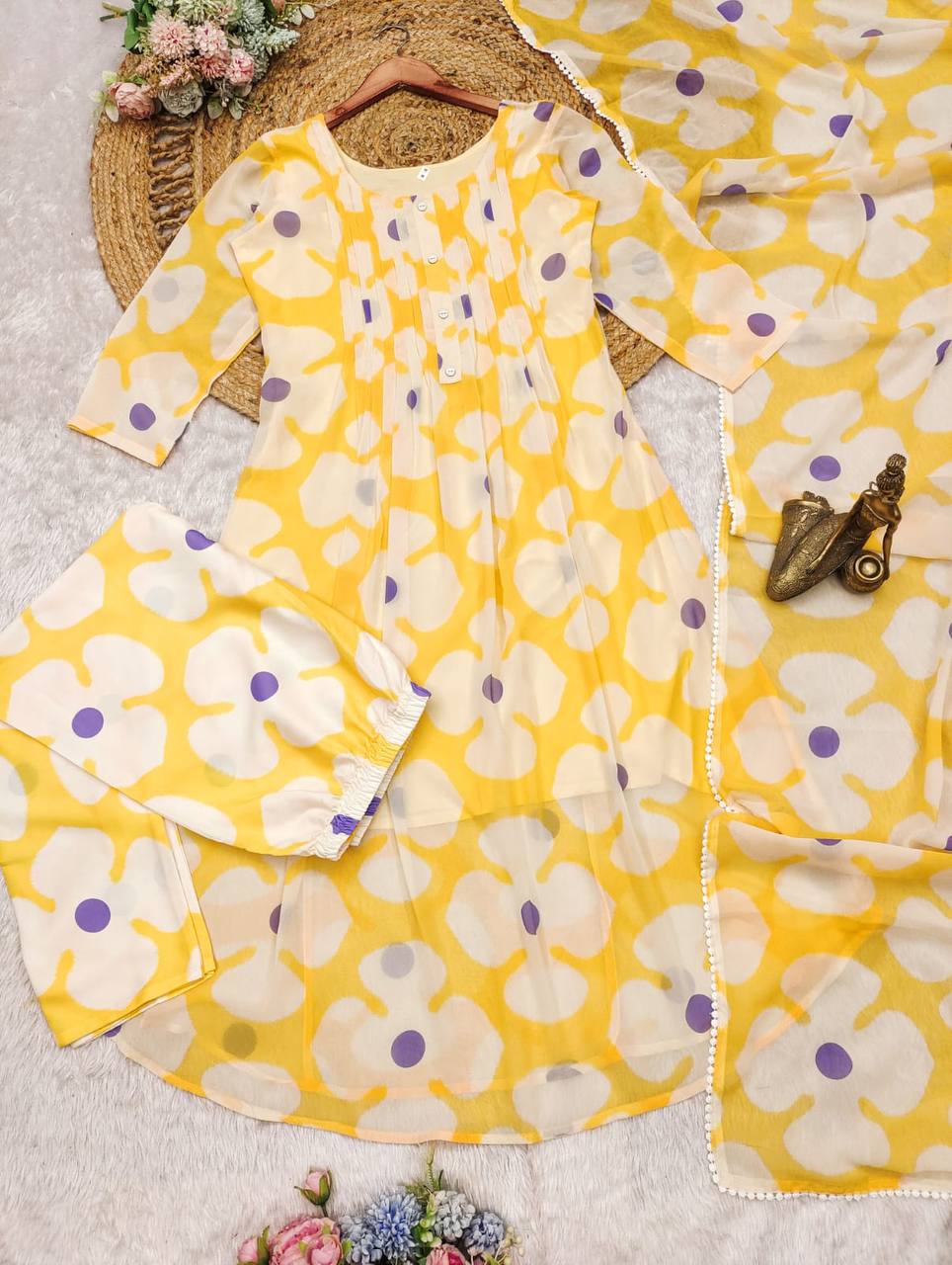 Georgette floral printed anarkali gown