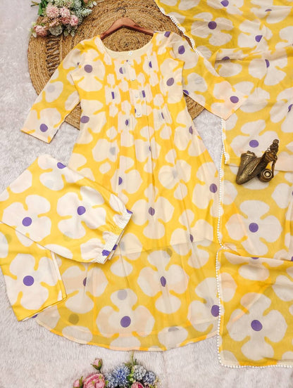 Georgette floral printed anarkali gown