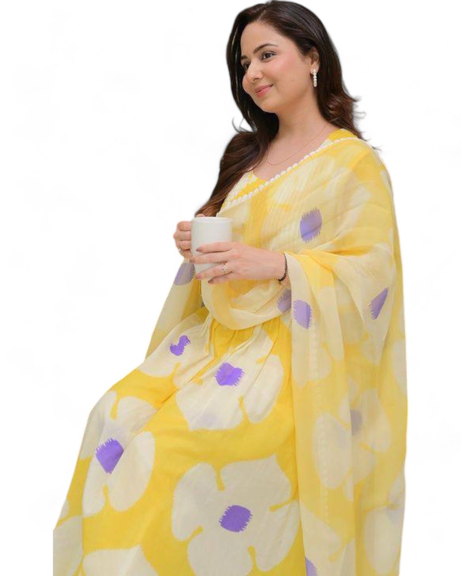 Georgette floral printed anarkali gown