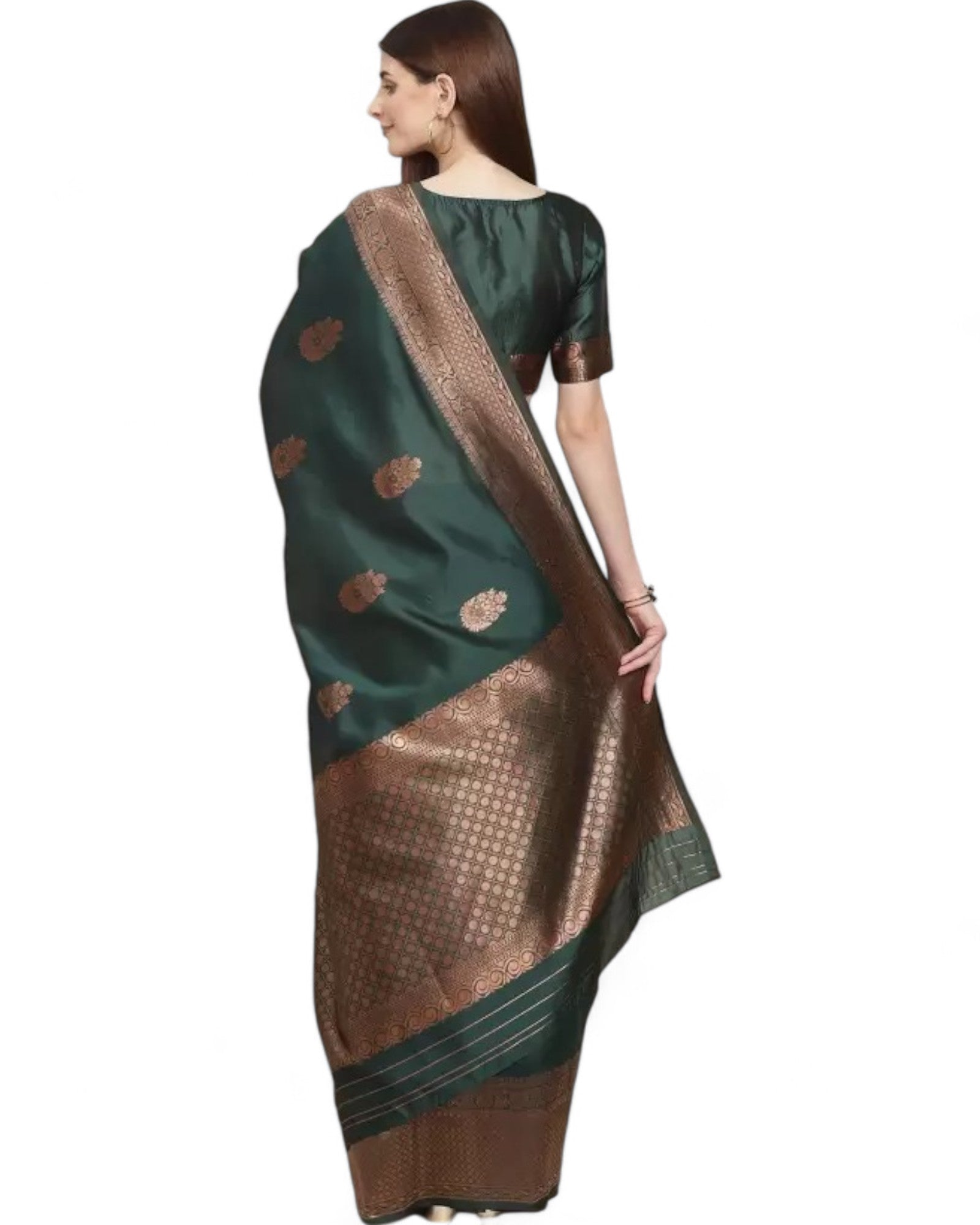 Green lichi silk rich pallu jacquard work wedding saree