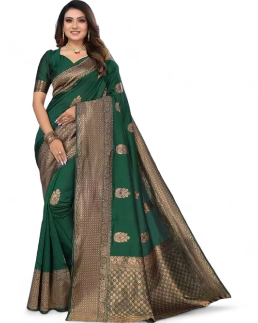 Green lichi silk rich pallu jacquard work wedding saree