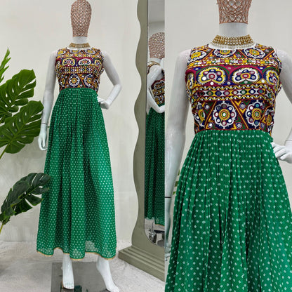 Georgette printed chainstitch work stylish kurti