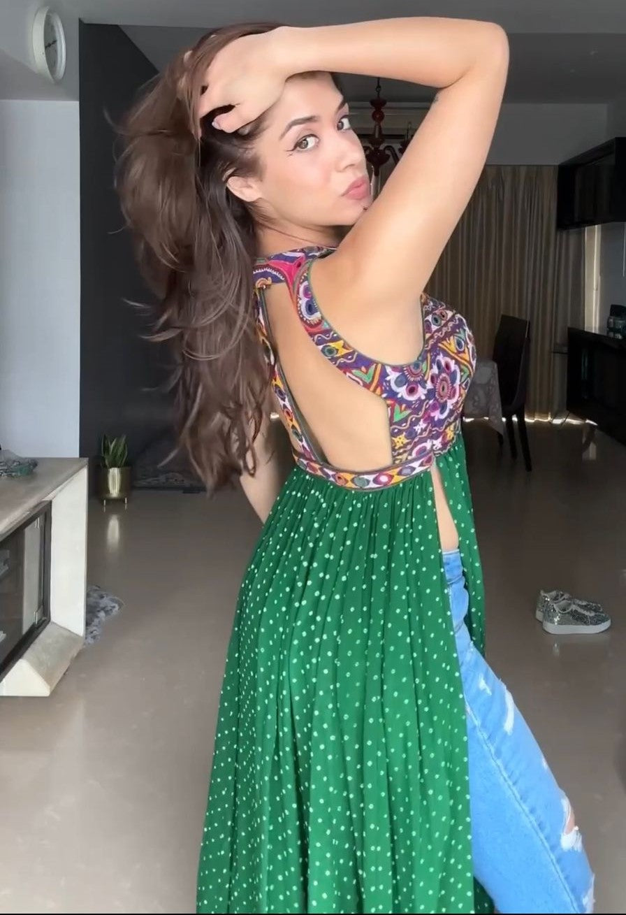 Georgette printed chainstitch work stylish kurti