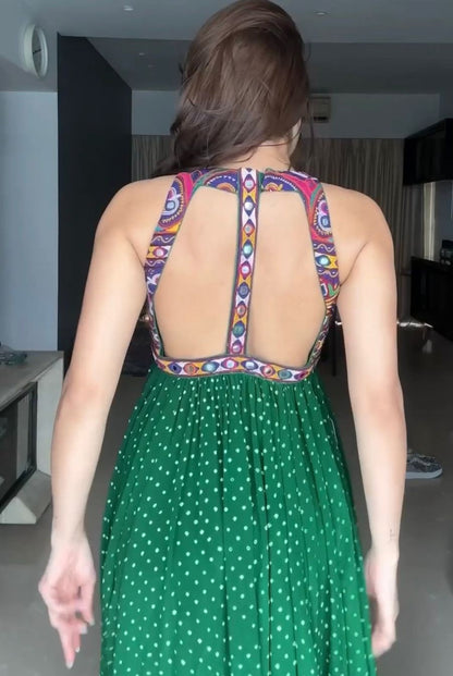 Georgette printed chainstitch work stylish kurti