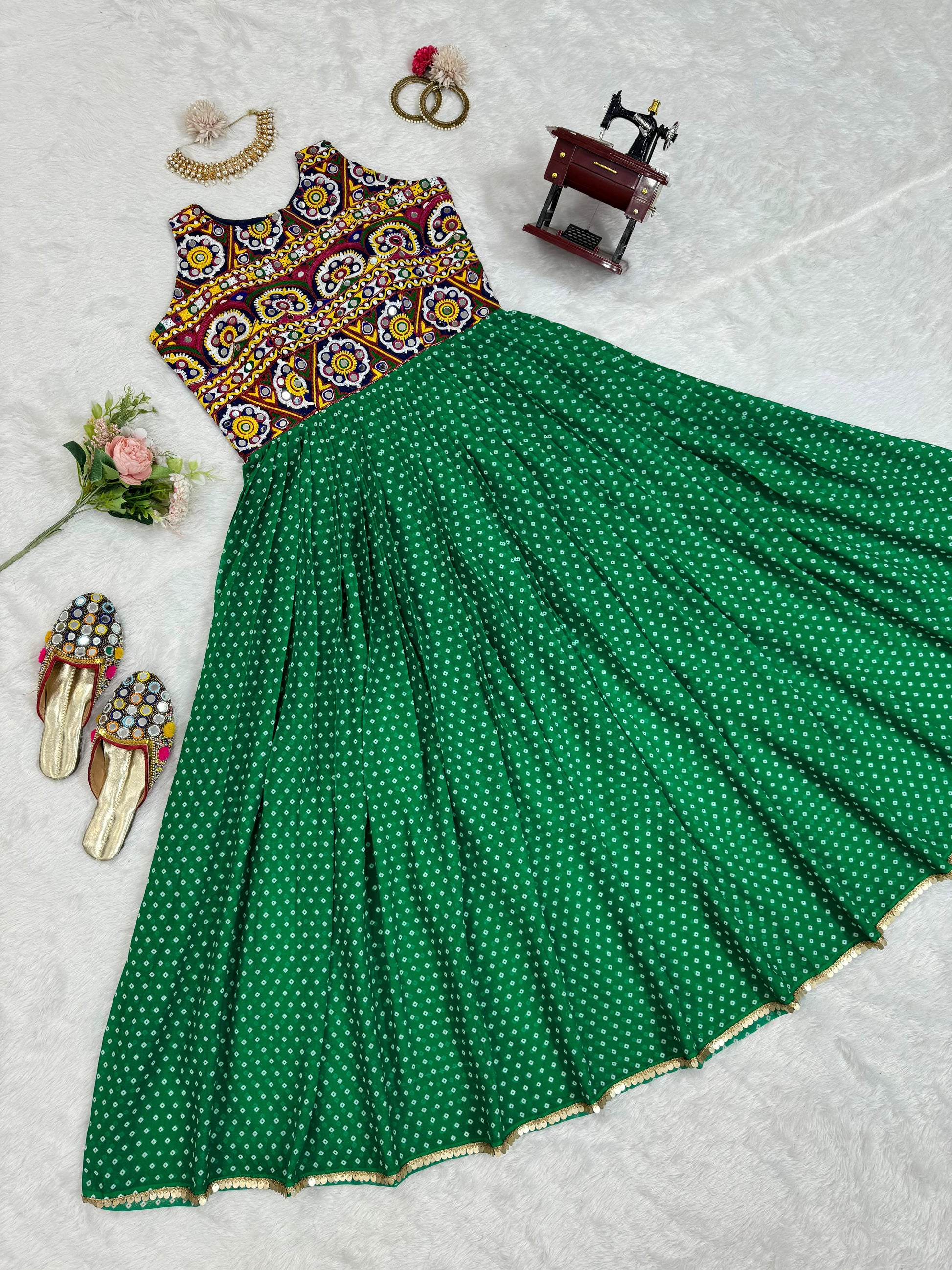 Georgette printed chainstitch work stylish kurti