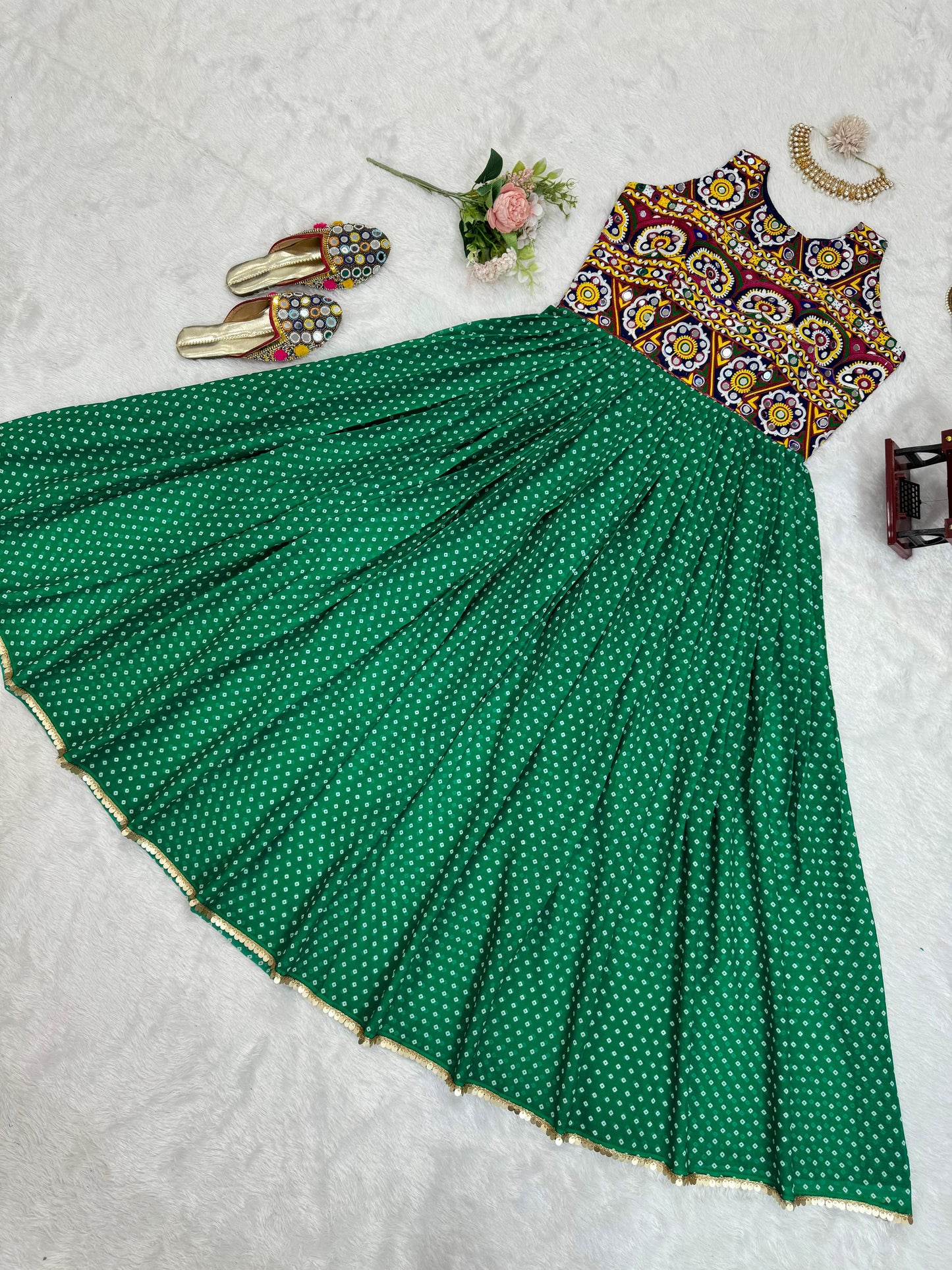 Georgette printed chainstitch work stylish kurti