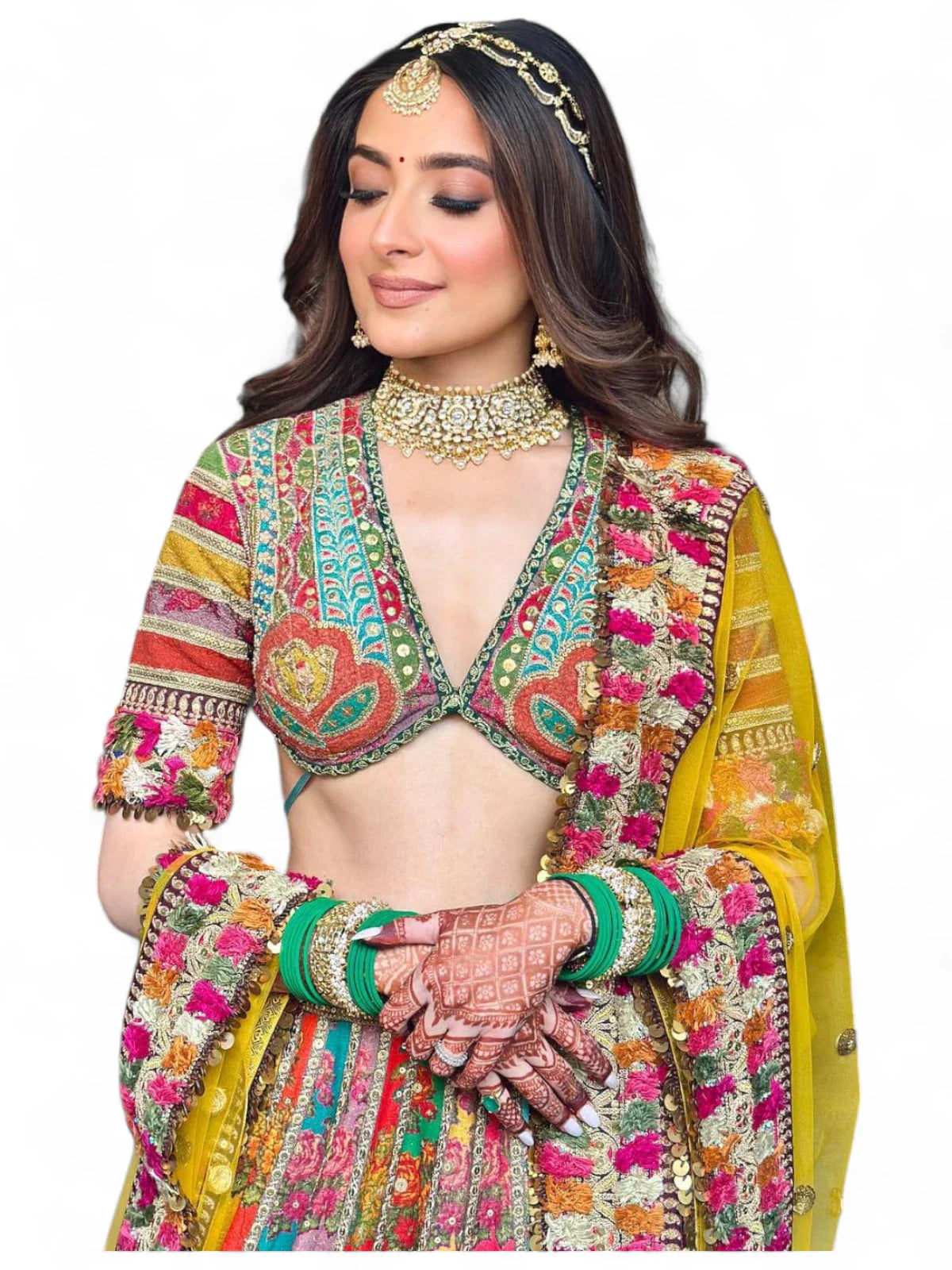 Multicolor cotton printed designer wedding lehenga choli