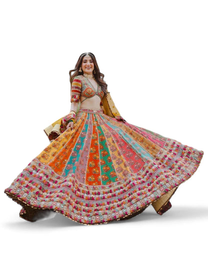 Multicolor cotton printed designer wedding lehenga choli