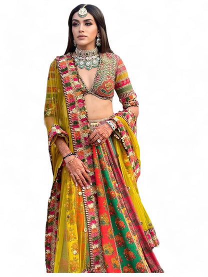 Multicolor cotton printed designer wedding lehenga choli