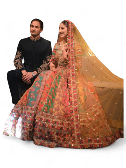 Multicolor cotton printed designer wedding lehenga choli