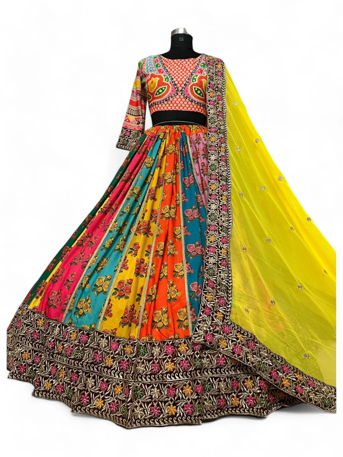 Multicolor cotton printed designer wedding lehenga choli