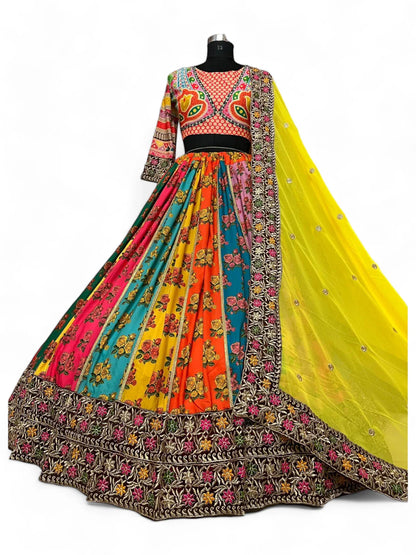Multicolor cotton printed designer wedding lehenga choli