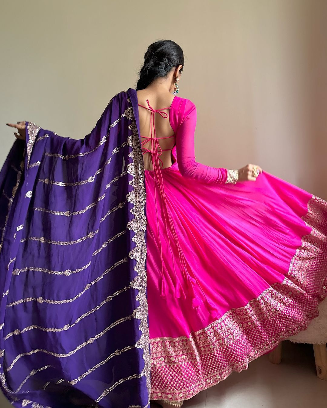 Pink georgette designer stylish long anarkali suit