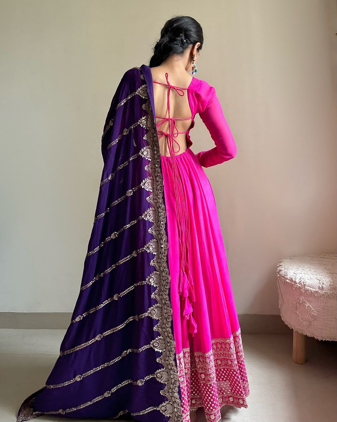 Pink georgette designer stylish long anarkali suit