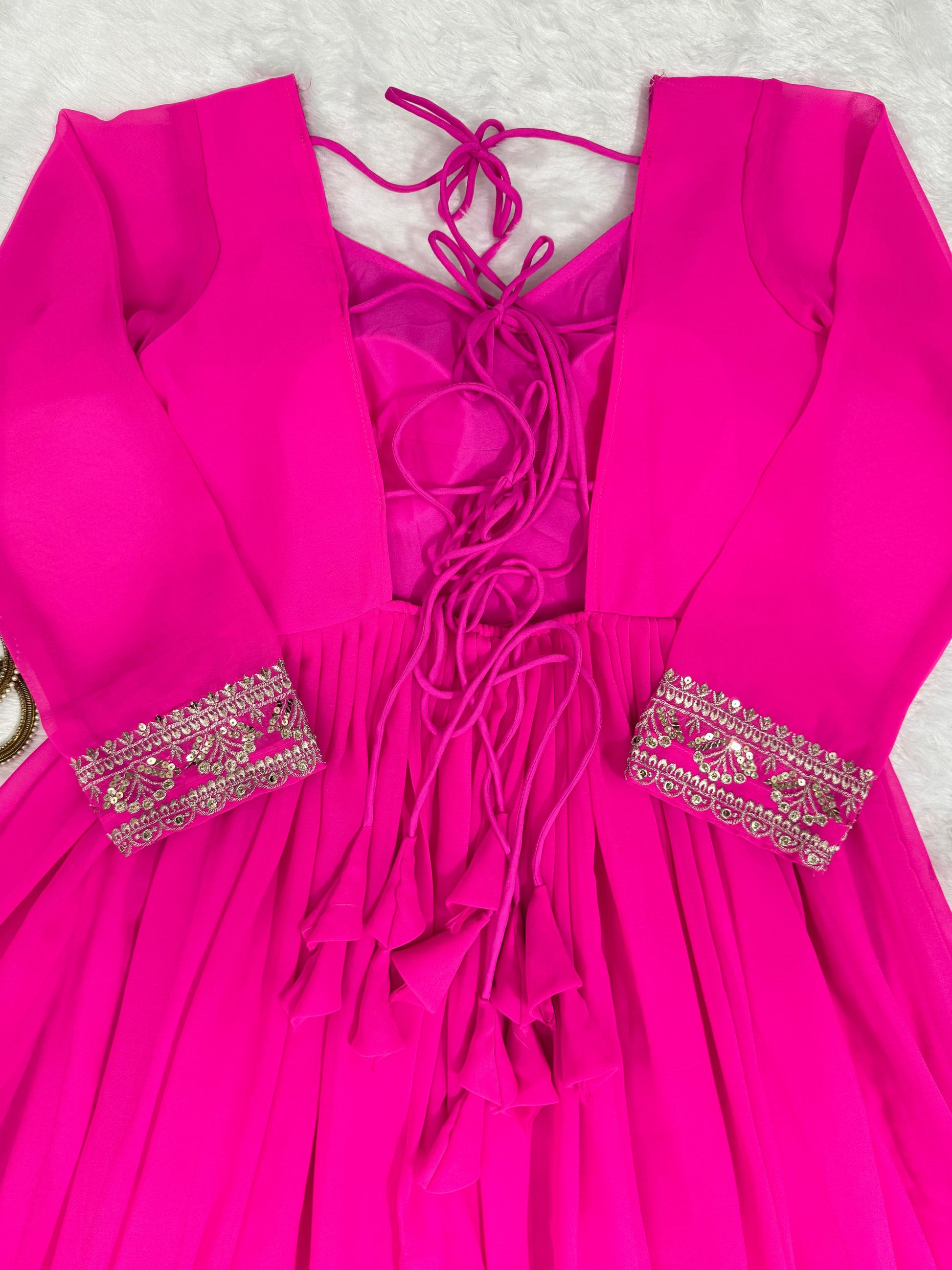 Pink georgette designer stylish long anarkali suit