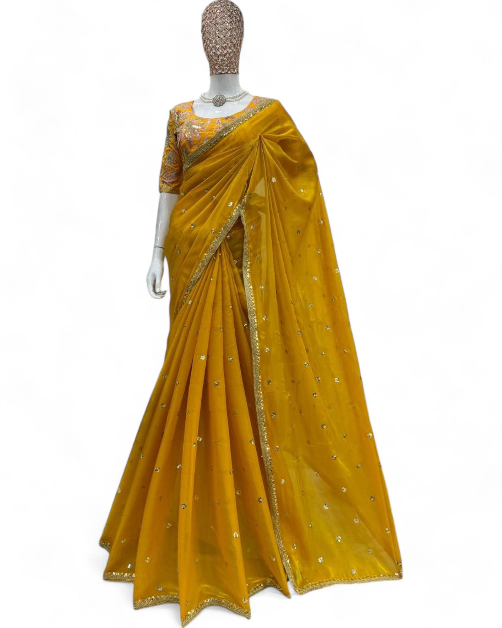 Jimmy Chu Fabric Saree with Thread & Sequin Work