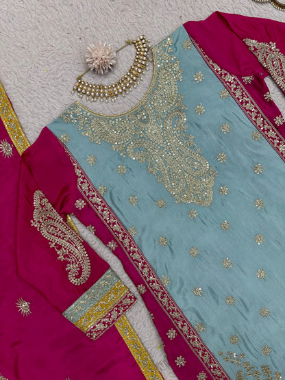 Sea green designer wedding sharara suit
