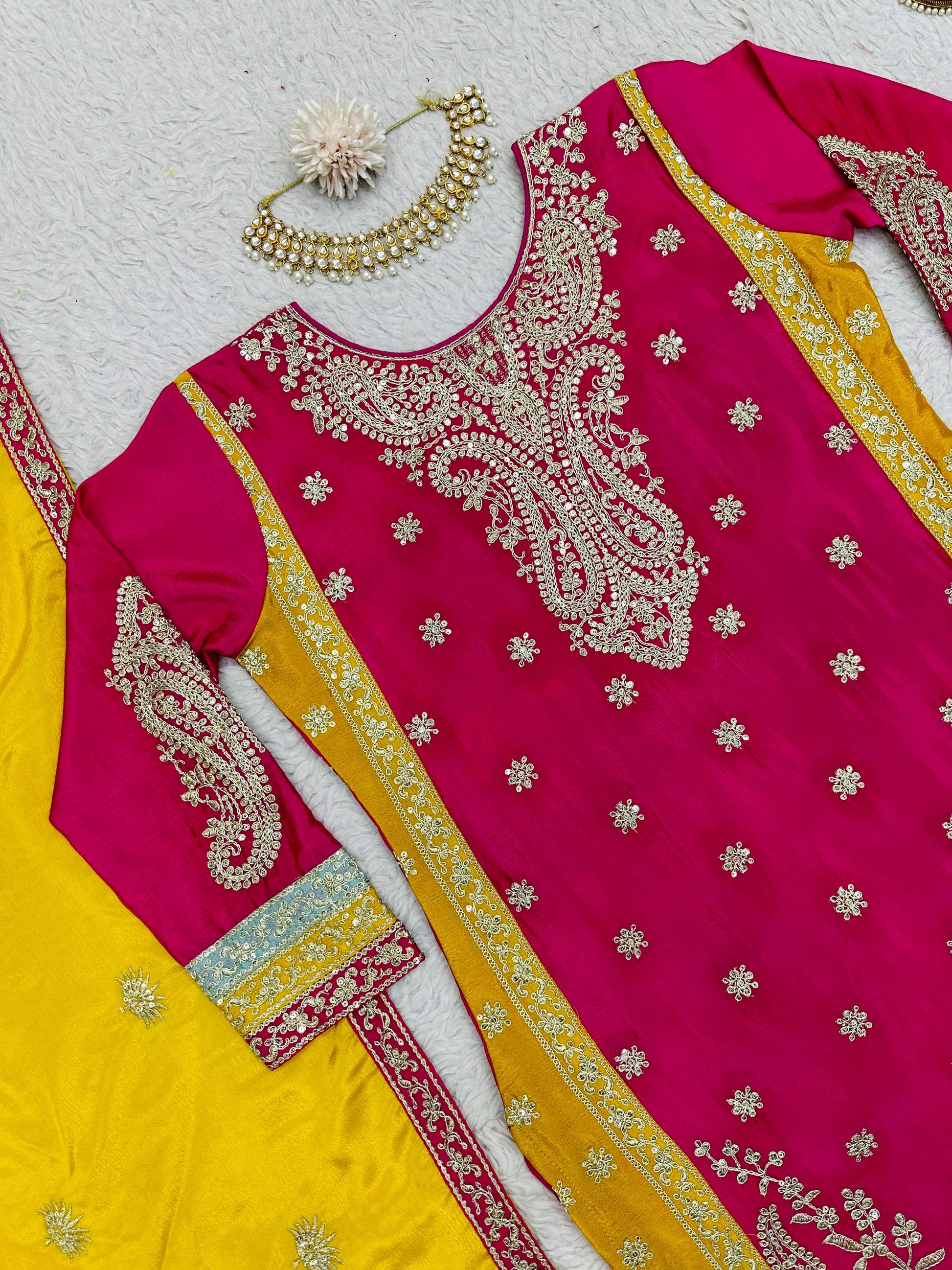 Pink designer wedding sharara suit