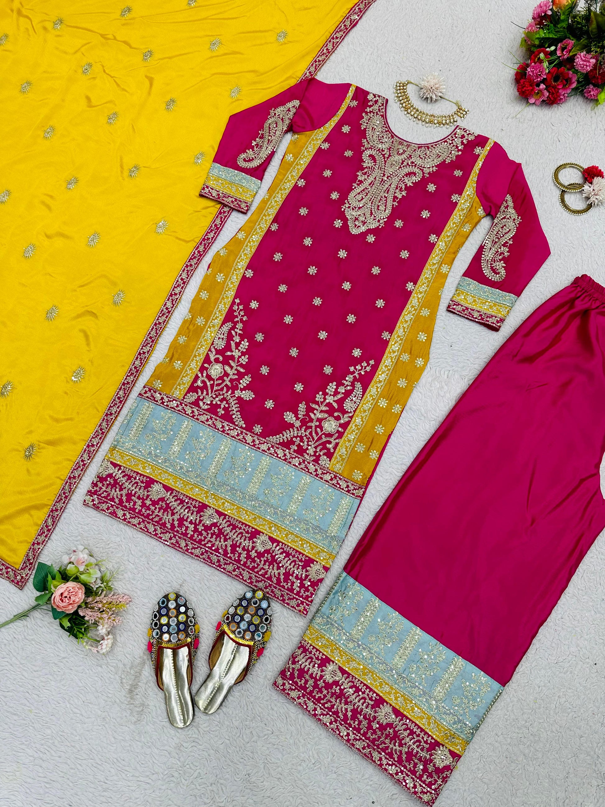 Pink designer wedding sharara suit