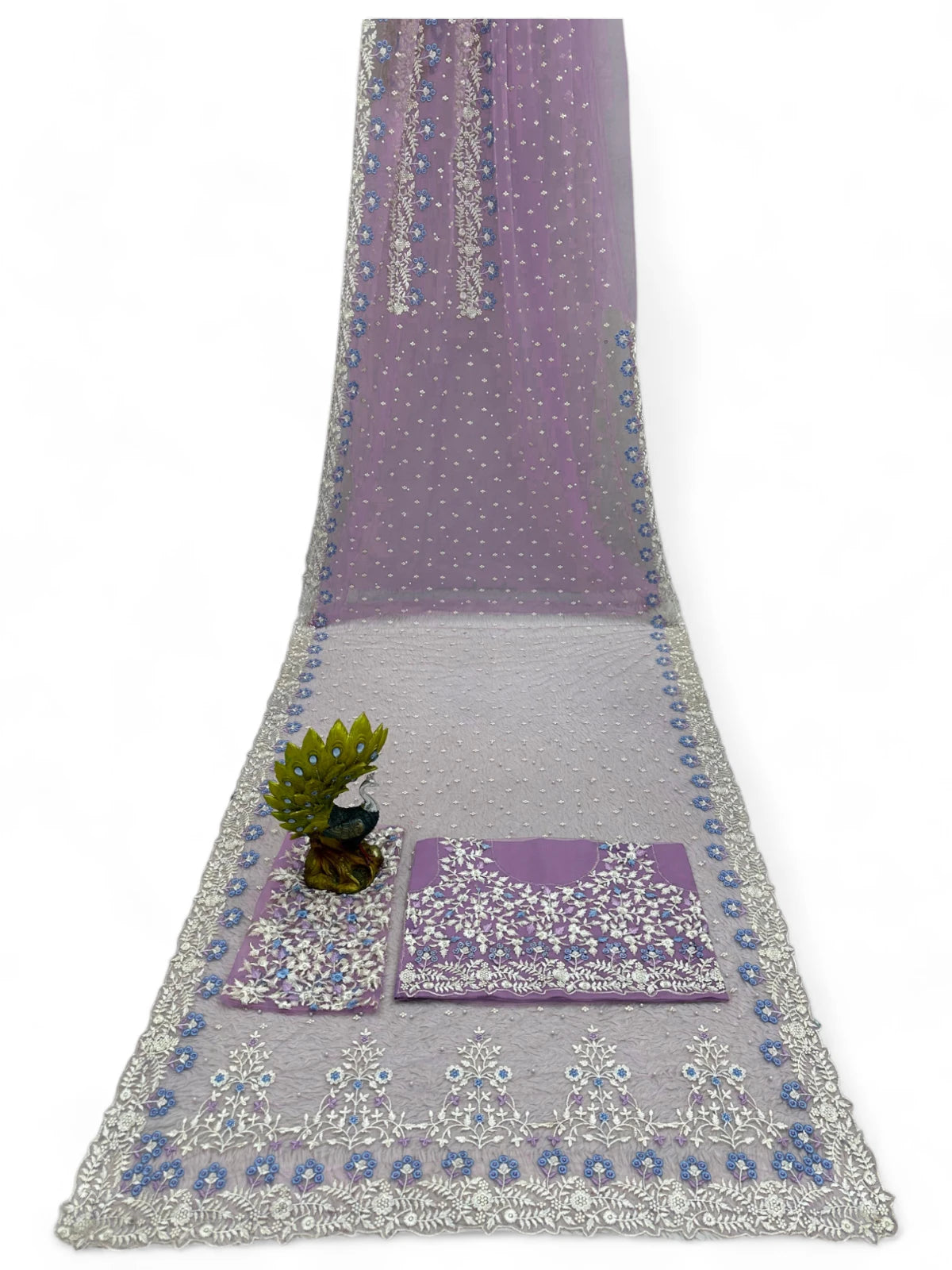 Lavender soft net designer ceremonial saree