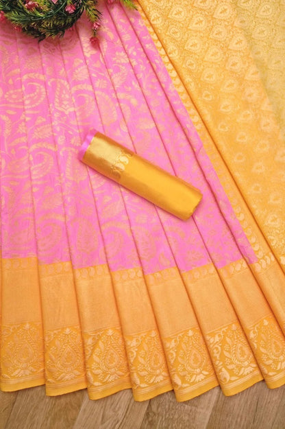 Lichi silk rich pallu jacquard work wedding saree