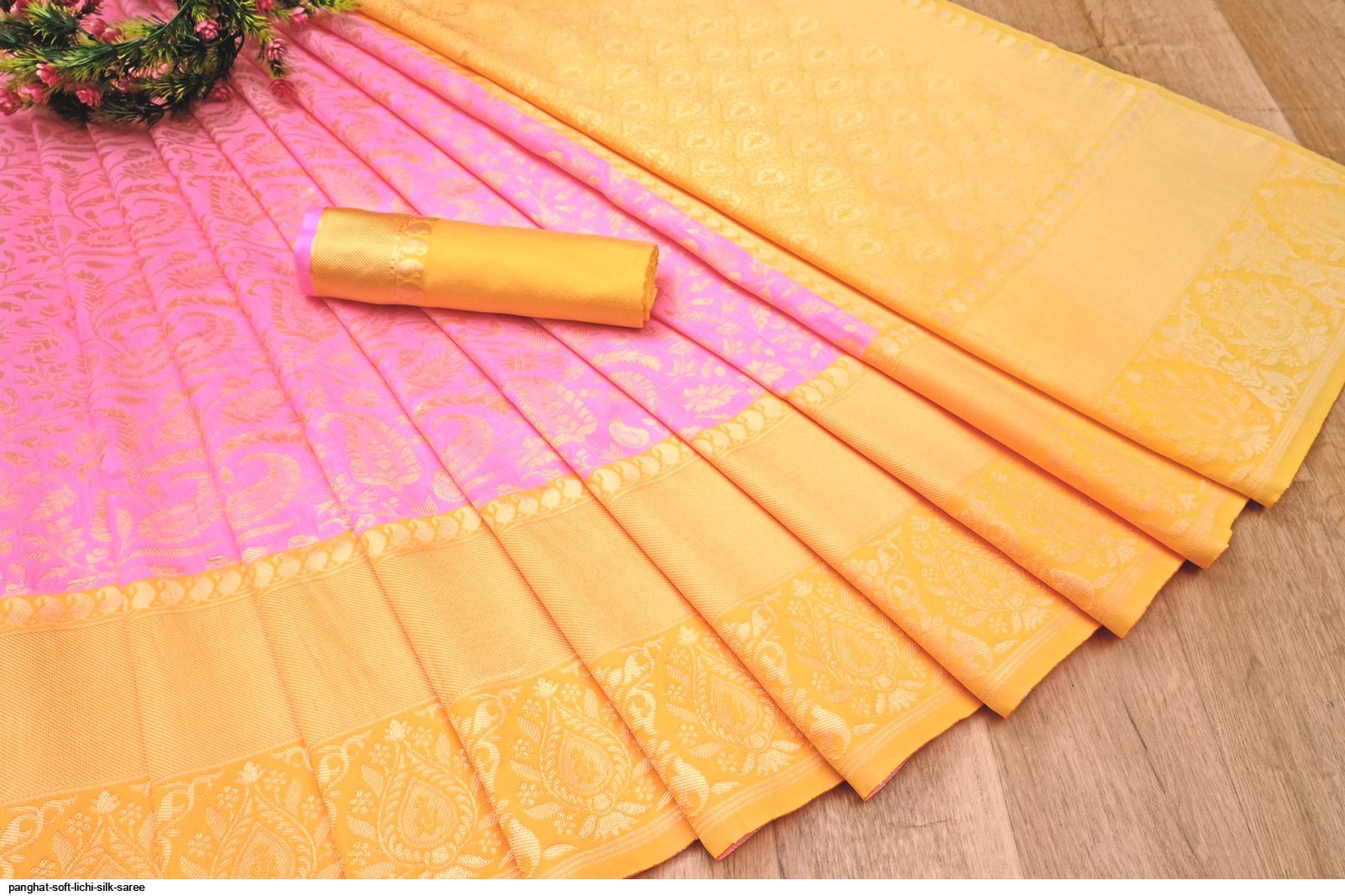 Lichi silk rich pallu jacquard work wedding saree