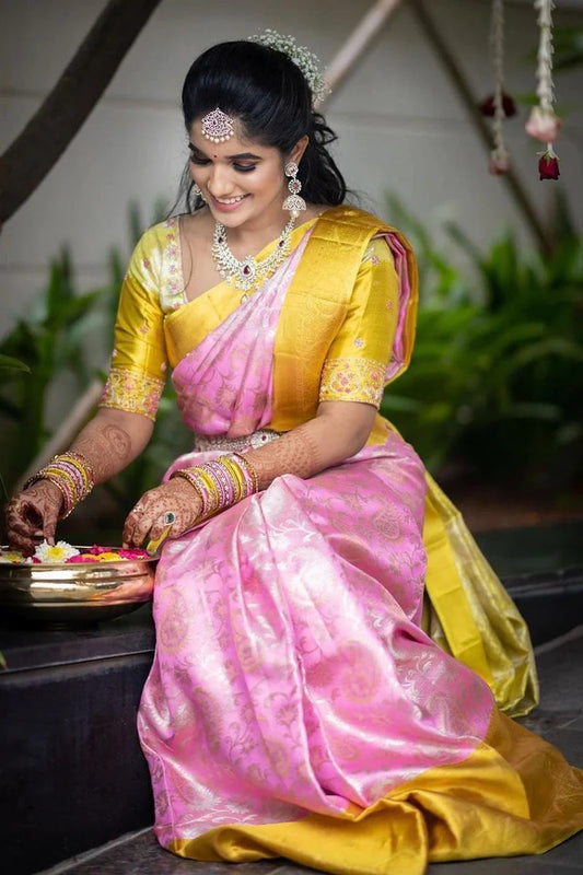 Lichi silk rich pallu jacquard work wedding saree