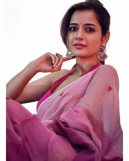 Multicolor Blend Printed Linen Cotton Daily Wear Stylish Saree