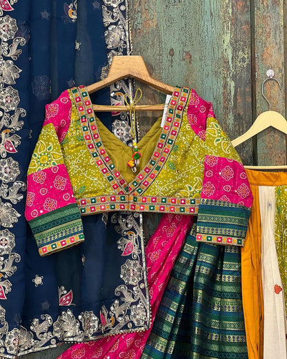 Multicolor cotton gujarati garba navratri lehenga chaniya choli