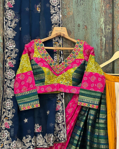 Multicolor cotton gujarati garba navratri lehenga chaniya choli